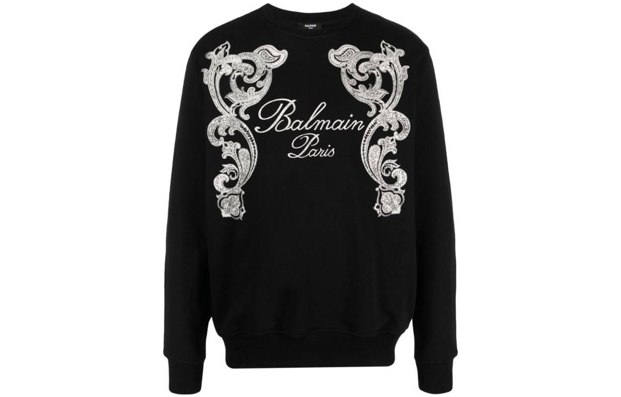 Order 巴爾曼 FW23 圖案LOGO印花黑色長袖圓領衛衣 男款 CH1JQ040-GD30-EDK