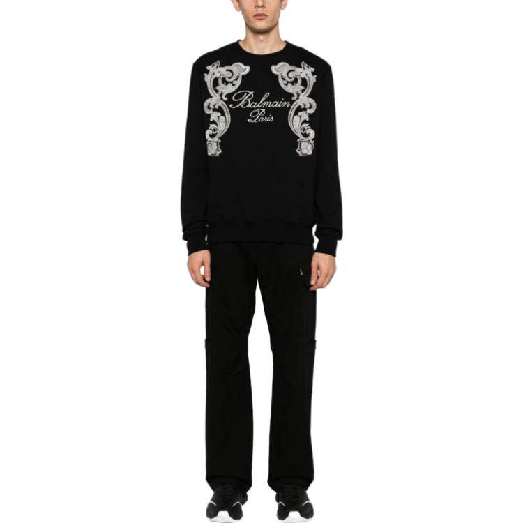 Lookbook 巴爾曼 FW23 圖案LOGO印花黑色長袖圓領衛衣 男款 CH1JQ040-GD30-EDK