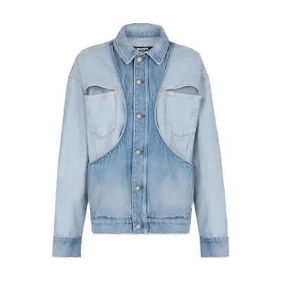 Balmain FW23 Inverted Cut Denim Jacket in Blue AH1TC225-DC99-6FF