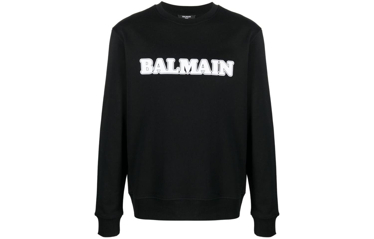 Balmain FW23 Letter Print Crewneck Long Sleeve Sweatshirt Black BH0JQ040-BC53-EAB