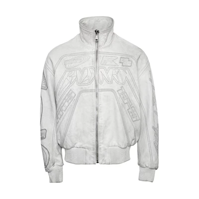 Balmain FW23 Letter Print Logo Bomber Jacket White YH0TF285-LB83-GKG