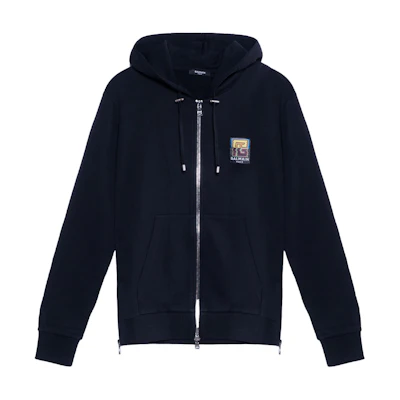 Balmain FW23 Pattern Print Zip Hoodie Navy Blue XH1JR010-GB19-EAH