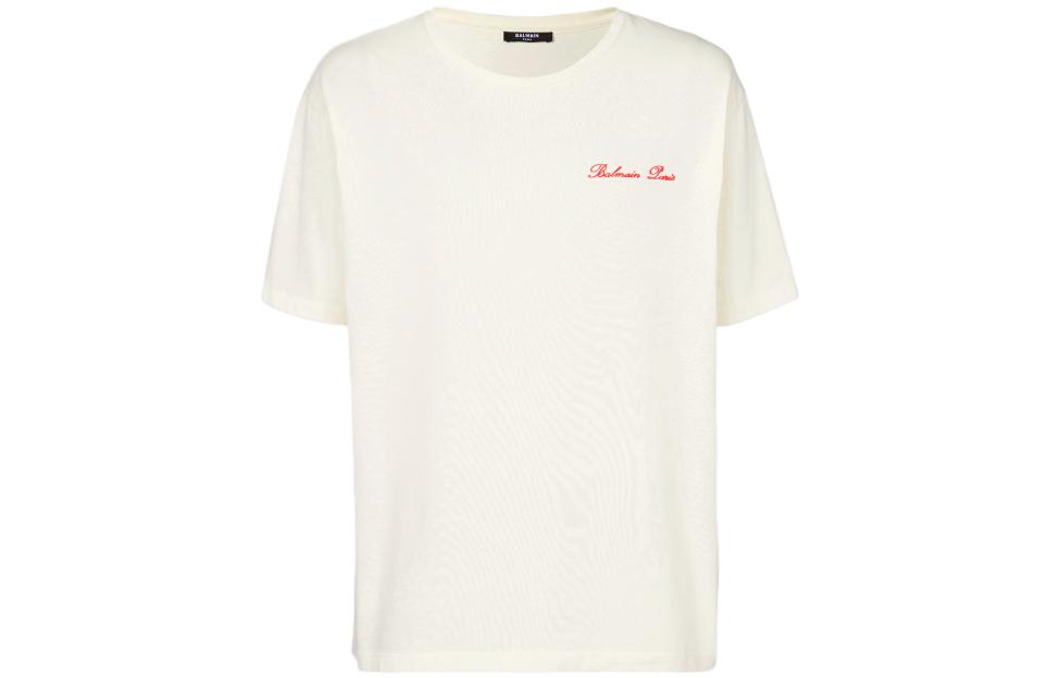 Order BALMAIN FW23 Signature Western Logo Print Casual T-Shirt White Men’s Tee. CH1EG000-GD26-GSK