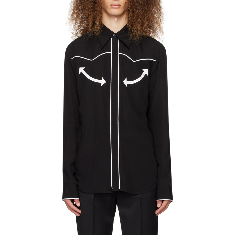 Order BALMAIN FW24  Black Solid Single-Breasted Long-Sleeve Shirt. CH1HS305-VD44-EAB