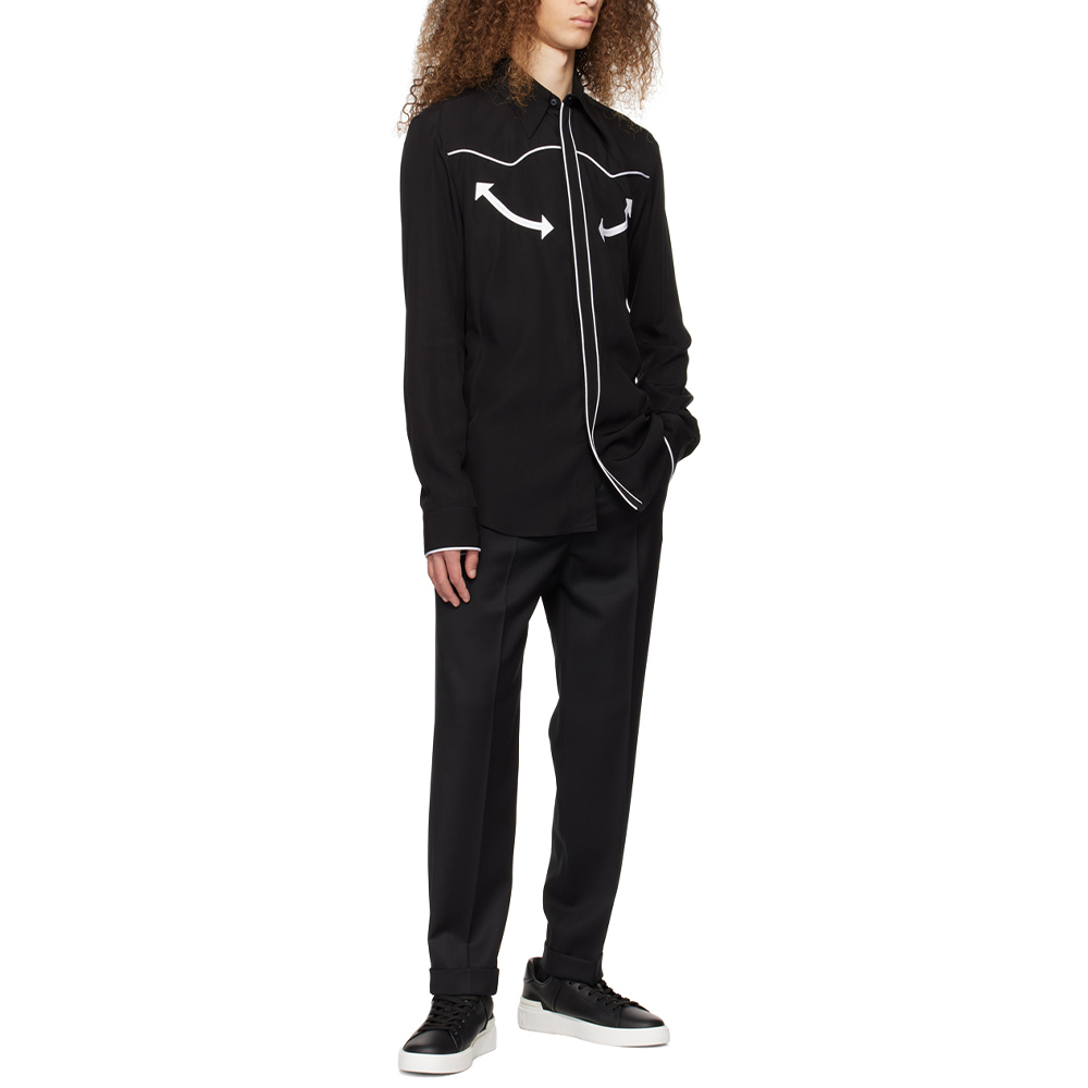 Purchase BALMAIN FW24  Black Solid Single-Breasted Long-Sleeve Shirt. CH1HS305-VD44-EAB