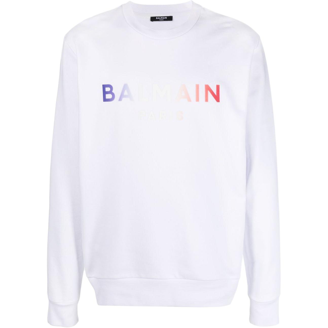 Balmain Gradient Logo Print Crewneck Sweatshirt Men’s White XH2JQ040BB55-0FA