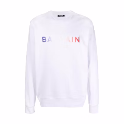 Balmain Gradient Logo Print Crewneck Sweatshirt Men’s White XH2JQ040BB55-0FA