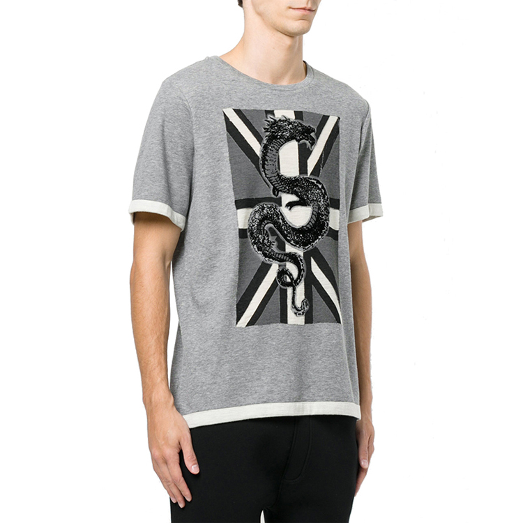 Lookbook BALMAIN 그래픽 프린트 반팔 크루넥 티셔츠 남성 그레이 HP67217T-A7284-840