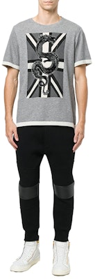 BALMAIN 그래픽 프린트 반팔 크루넥 티셔츠 남성 그레이 HP67217T-A7284-840 Purchase BALMAIN 그래픽 프린트 반팔 크루넥 티셔츠 남성 그레이 HP67217T-A7284-840