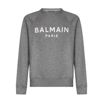 Balmain Grey Crewneck Sweatshirt Long Sleeve Pullover CH1JQ005BB65-YDU