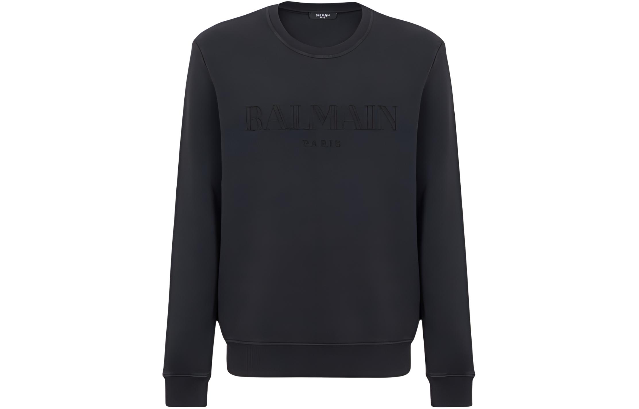 Balmain Grey Crewneck Sweatshirt with Letter Embroidery CH0JQ040BC72-YGD