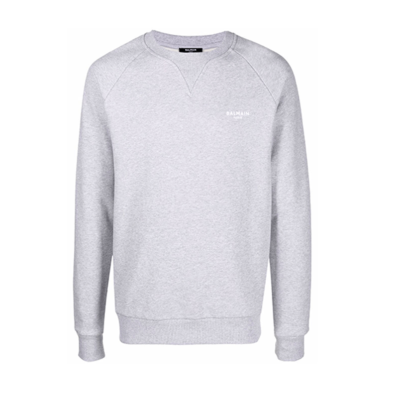 Balmain Grey Logo Front Long Sleeve Sweatshirt WH1JQ005B071-YBL