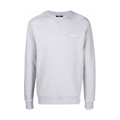 Balmain Grey Logo Front Long Sleeve Sweatshirt WH1JQ005B071-YBL