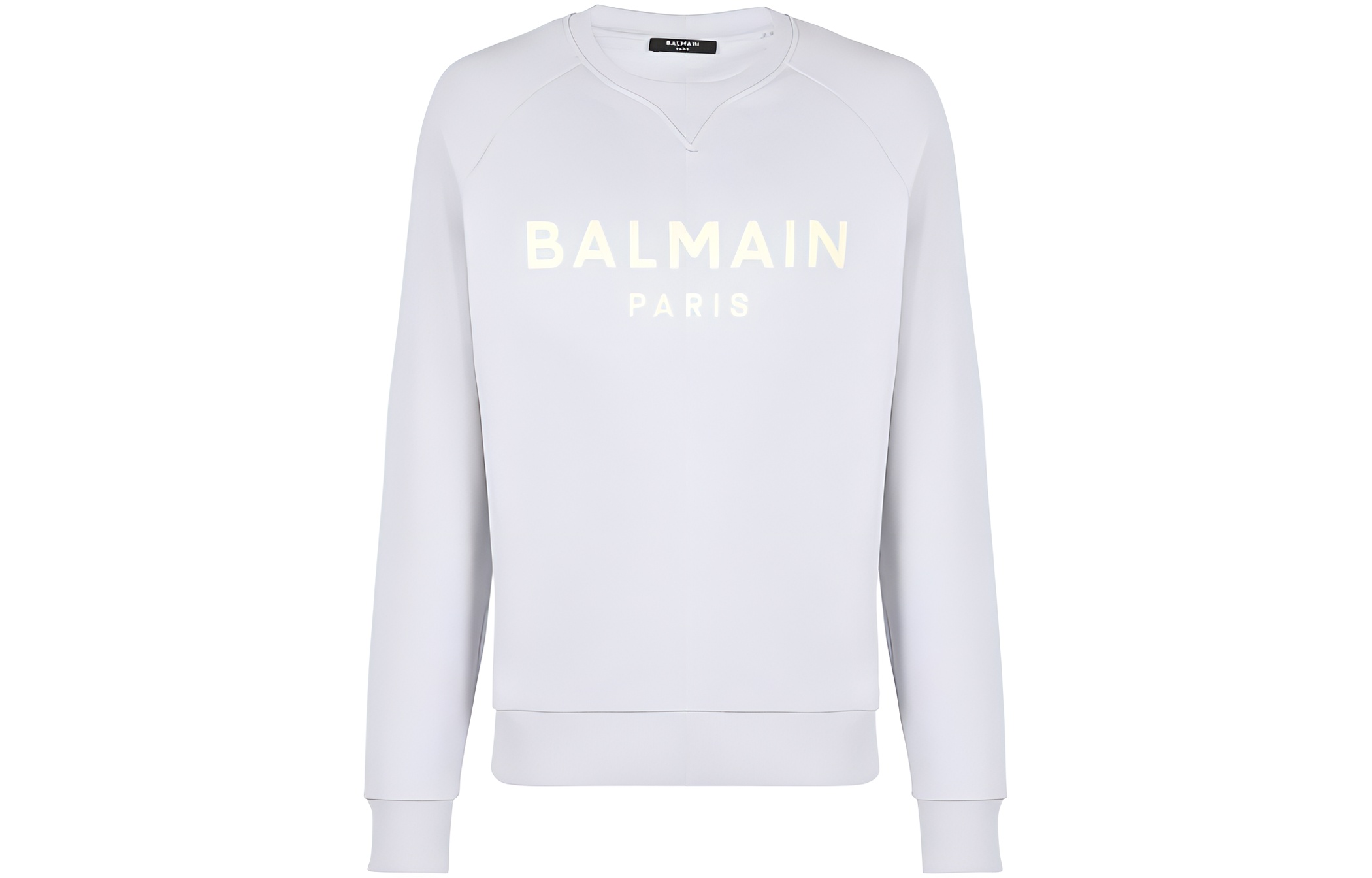 Balmain Grey Logo Print Crewneck Long Sleeve Sweatshirt for Men YH0JQ005BB65SEL