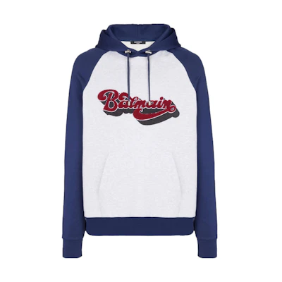 Balmain Grey Pullover Sweatshirt with Letter Patch Design BH1JT180BC47-YGY