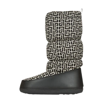 Balmain High-Top Quilted Nylon and Leather 'Ivory Black'