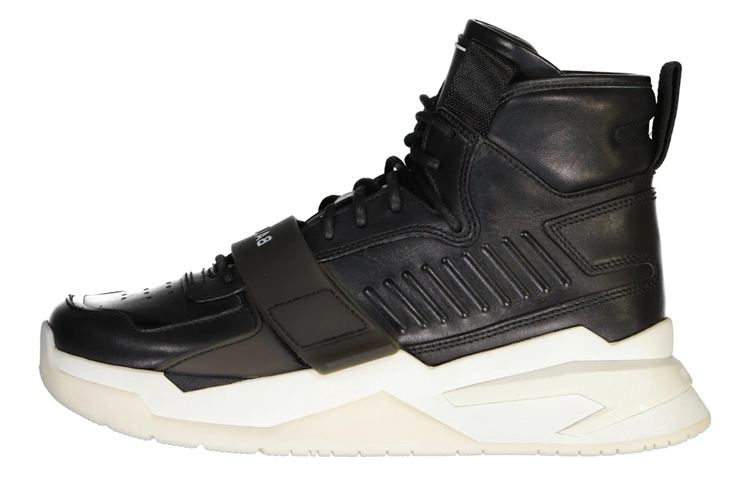 Buy BALMAIN巴爾曼 皮革 徽章 高筒 運動休閒鞋 男款 黑色