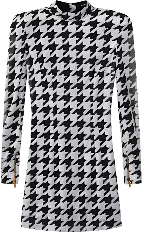 balmain-houndstooth-long-sleeve-slim-fit-dress-black-ss-22-yf-1-r8162-jd-45-eab