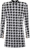 BALMAIN Houndstooth Long Sleeve Slim Fit Dress Black SS22 YF1R8162JD45EAB BALMAIN Houndstooth Long Sleeve Slim Fit Dress Black SS22 YF1R8162JD45EAB