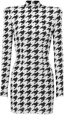 BALMAIN 千鳥格紋修身長袖連衣裙 黑色 SS22 YF1R8162JD45EAB Order BALMAIN 千鳥格紋修身長袖連衣裙 黑色 SS22 YF1R8162JD45EAB