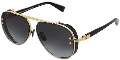 BALMAIN Irregular Frame Sunglasses Unisex Black Gold with Logo Detail BPS125A62A BALMAIN Irregular Frame Sunglasses Unisex Black Gold with Logo Detail BPS125A62A