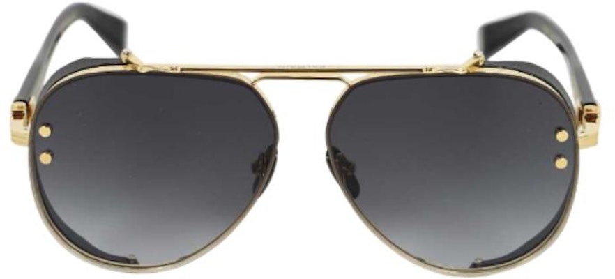 발망 언발란스 프레임 선글라스 유니섹스 블랙 골드 로고 디테일 BPS125A62A Lookbook 발망 언발란스 프레임 선글라스 유니섹스 블랙 골드 로고 디테일 BPS125A62A