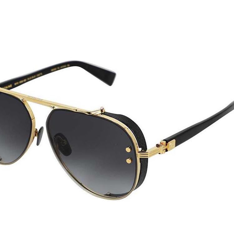 Shop 발망 언발란스 프레임 선글라스 유니섹스 블랙 골드 로고 디테일 BPS125A62A