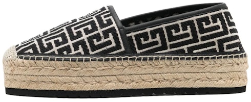 Balmain Leather 'Black Logo Jacquard Platform Espadrille' AM1UG320TJMA Balmain Leather 'Black Logo Jacquard Platform Espadrille' AM1UG320TJMA