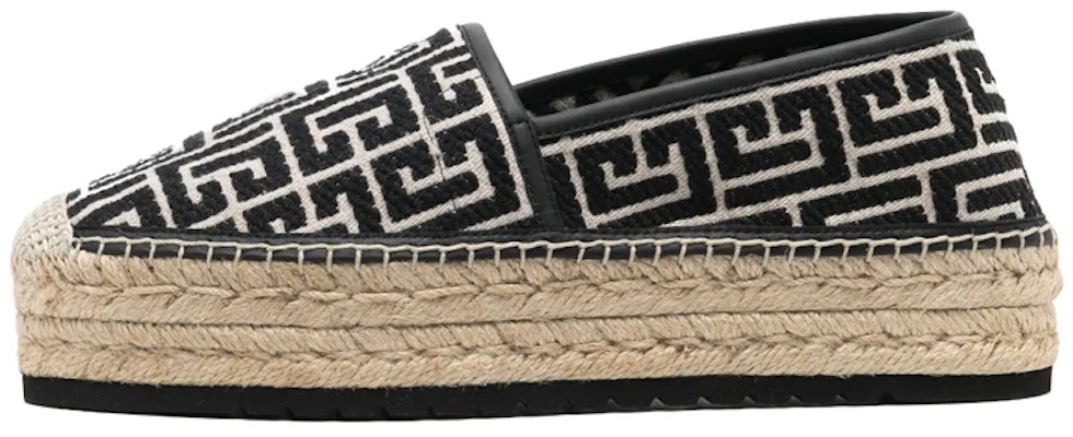 Balmain Leather 'Black Logo Jacquard Platform Espadrille' AM1UG320TJMA Buy Balmain Leather 'Black Logo Jacquard Platform Espadrille' AM1UG320TJMA