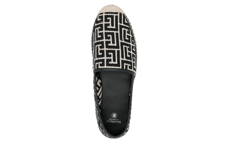 Lookbook Balmain Espadrilles Plataforma de Cuero Negro con Logo Jacquard AM1UG320TJMA