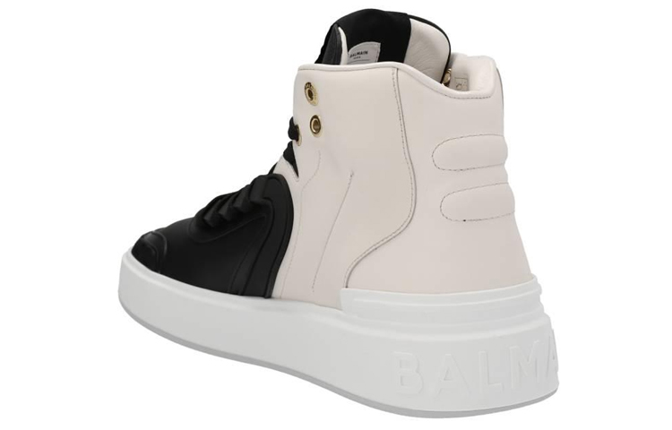 Order BALMAIN 巴爾曼 皮革繫帶時尚板鞋 白黑色