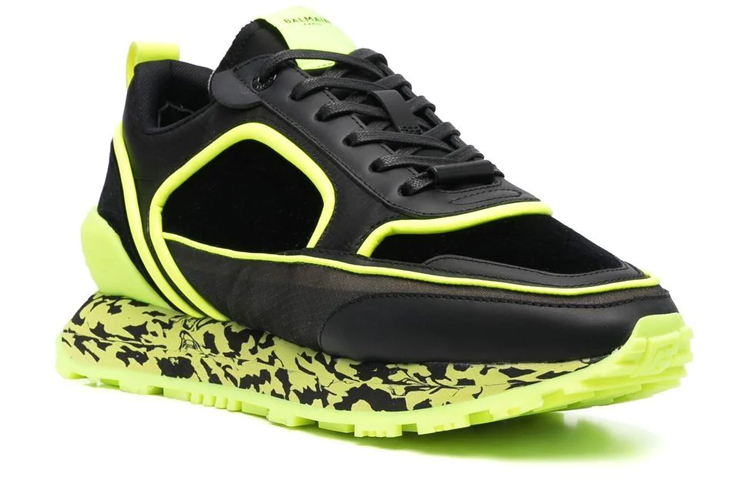 Balmain Leather Low-Top 'Black Green' 圖 2