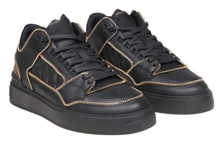 Order 발망 블랙 가죽 로우탑 스니커즈 (Balmain Black Leather Low-top Sneakers) AM1VI304LRTZEAD