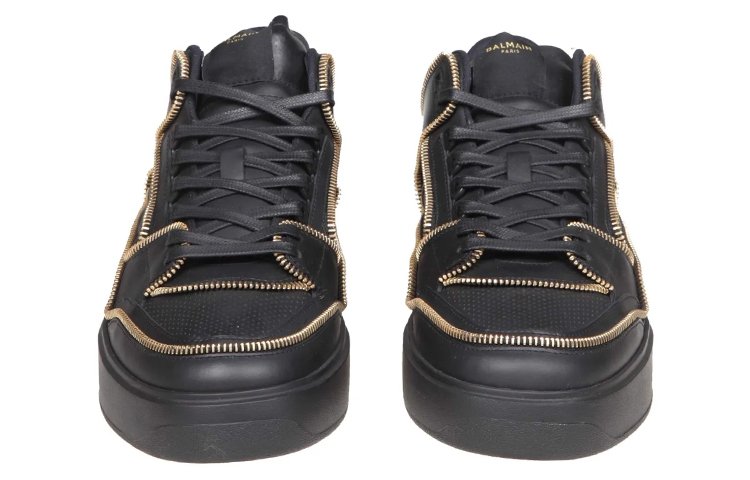 Lookbook 발망 블랙 가죽 로우탑 스니커즈 (Balmain Black Leather Low-top Sneakers) AM1VI304LRTZEAD