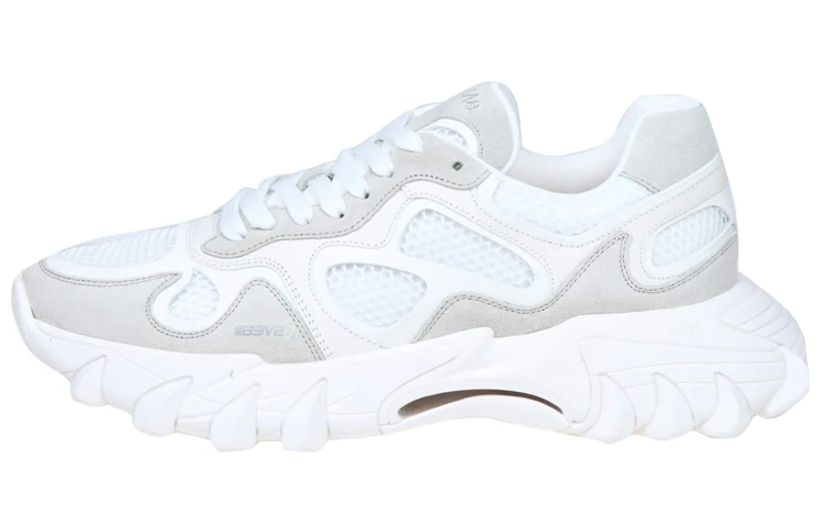 Buy BALMAIN巴爾曼 皮革 徽標 系帶 低筒 休閒運動鞋 男款 白灰色