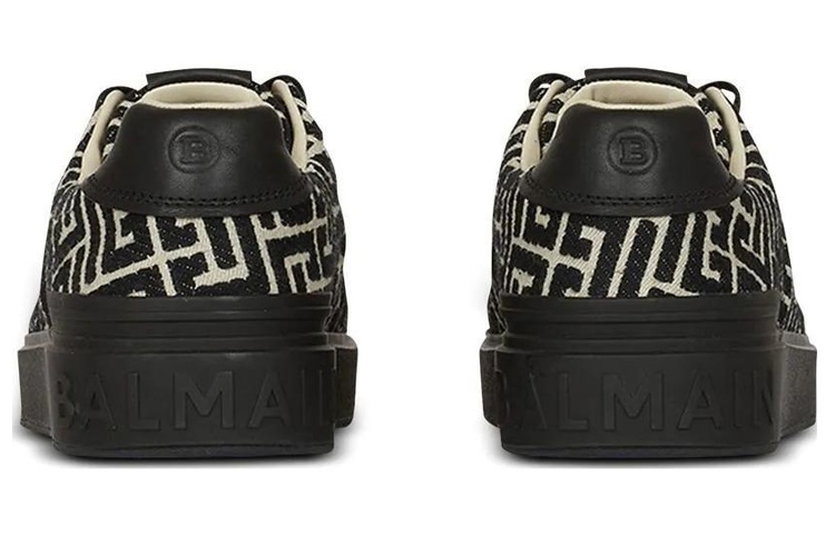 Shop 발망 블랙 레이스업 가죽 로우탑 (Balmain Black Lace-up Leather Low-top) AM1VI288TJCMEDK