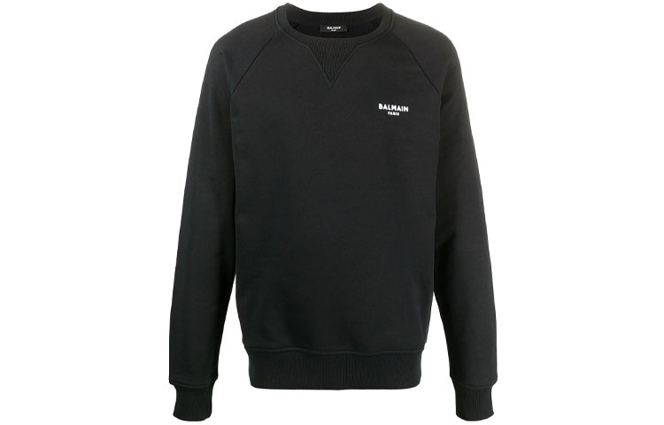 Balmain Letter Logo Crewneck Sweatshirt Black Mens WH1JQ005B071EAB