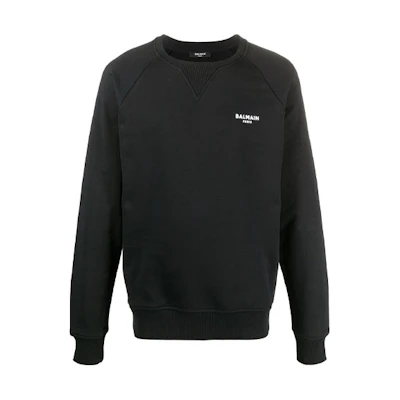 Balmain Letter Logo Crewneck Sweatshirt Black Mens WH1JQ005B071EAB
