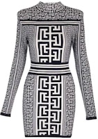 Balmain Letter Pattern High Neck Slim Fit Long Sleeve Mini Dress Multicolor BF1R8018-KE98-GGD Balmain Letter Pattern High Neck Slim Fit Long Sleeve Mini Dress Multicolor BF1R8018-KE98-GGD