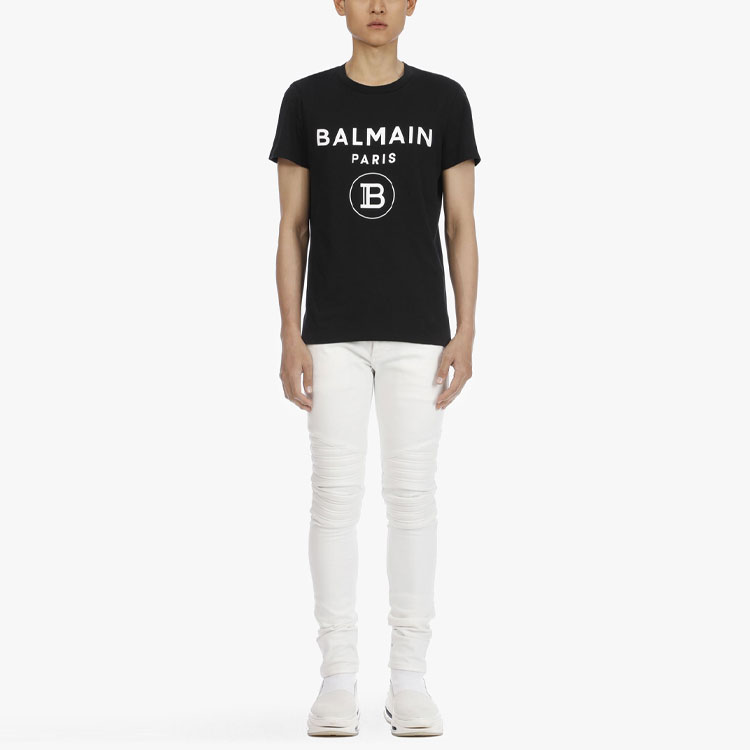 Purchase BALMAIN 黑色字母印花圓領T恤 VH1EF000-B029-0PA
