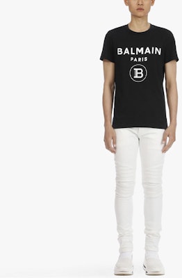 BALMAIN 黑色字母印花圓領T恤 VH1EF000-B029-0PA Purchase BALMAIN 黑色字母印花圓領T恤 VH1EF000-B029-0PA