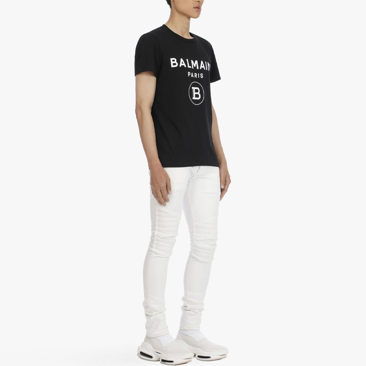 Sizing BALMAIN 黑色字母印花圓領T恤 VH1EF000-B029-0PA