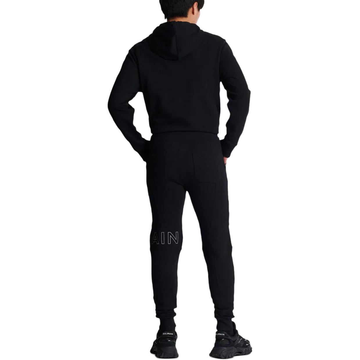 Shop 발망 레터 프린트 니트 조거 팬츠 드로스트링 블랙 CH1OB235-BC22-EBP