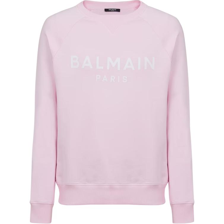 Balmain Logo Crewneck Pullover Sweatshirt Pink - Long Sleeve DH1JQ005-BB65-OES