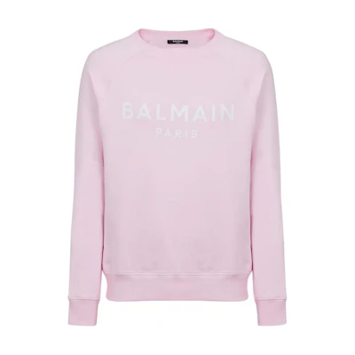Balmain Logo Crewneck Pullover Sweatshirt Pink - Long Sleeve DH1JQ005-BB65-OES