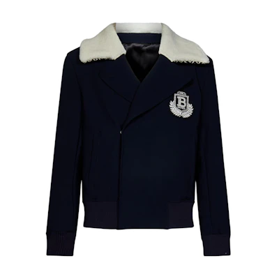 Balmain Logo Double-Breasted Long Sleeve Blazer Jacket Men’s Blue BH1TH675-80JG-SJZ