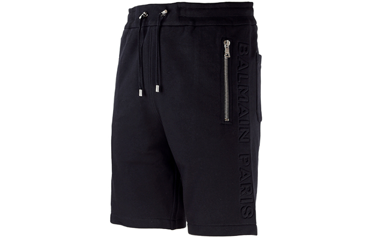 Shop BALMAIN Logo 綁帶百慕大休閒短褲 VH1OA000-B072-0PA