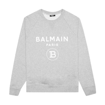 Balmain Logo Letter Print Crewneck Long Sleeve Sweatshirt Men’s Grey VH0JQ005-B027-9UB