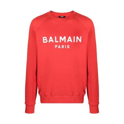 Balmain Logo Letter Print Solid Color Sweatshirt Red () YH1JQ005BB33MDD