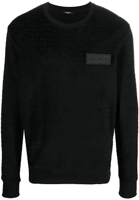 Balmain Logo Patch Crewneck Pullover Sweatshirt Men’s Black YH1JQ040JD04EAP Buy Balmain Logo Patch Crewneck Pullover Sweatshirt Men’s Black YH1JQ040JD04EAP